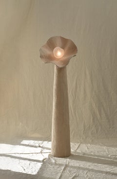 Unique, Small Hand Blown Glass and Fabric Eggshell Bloom Lamp Joanne Odisho