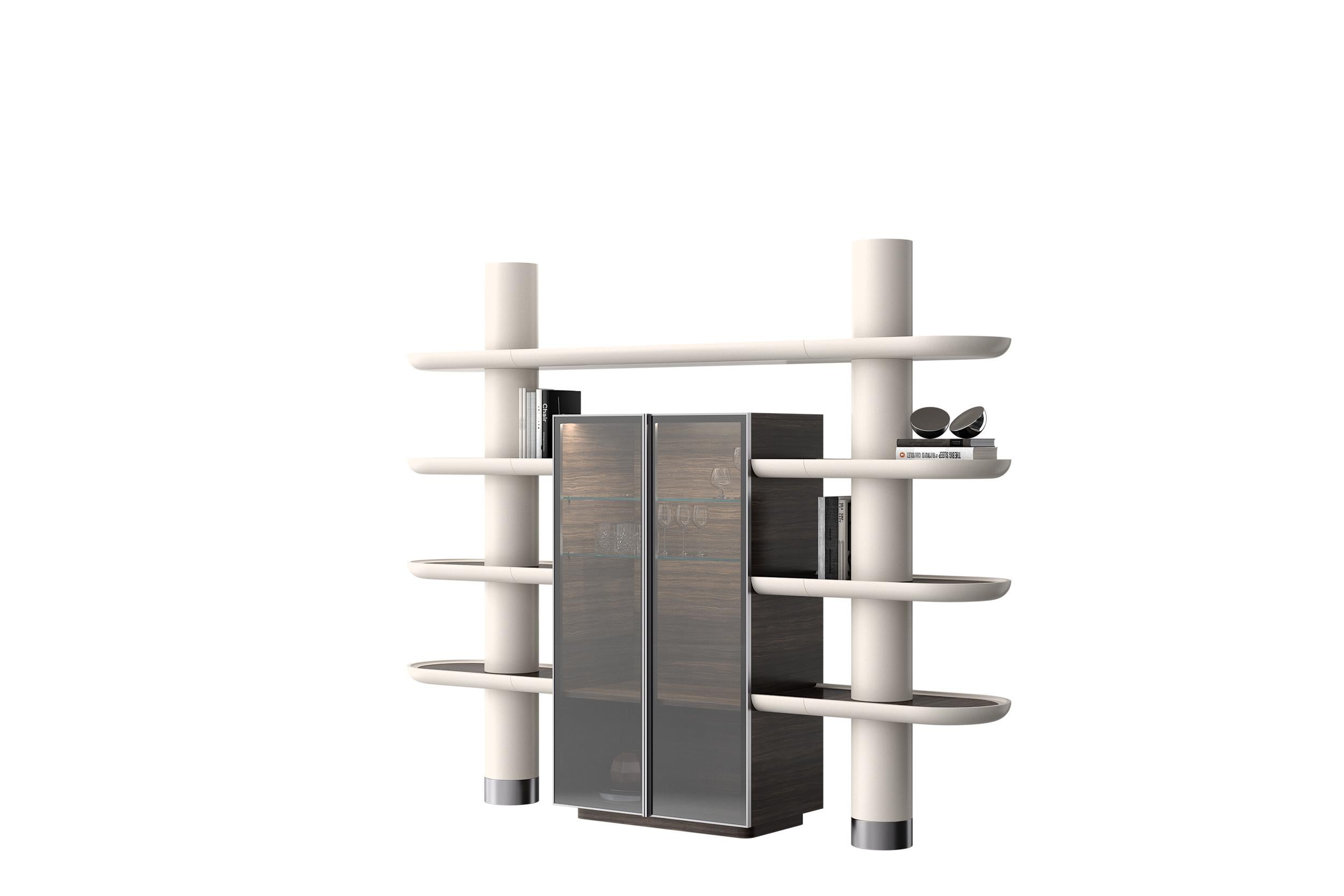Post-Modern Unique, Smoked Mina Int 2 Modular Bookcase Library Wall Units by Ultramobili For Sale