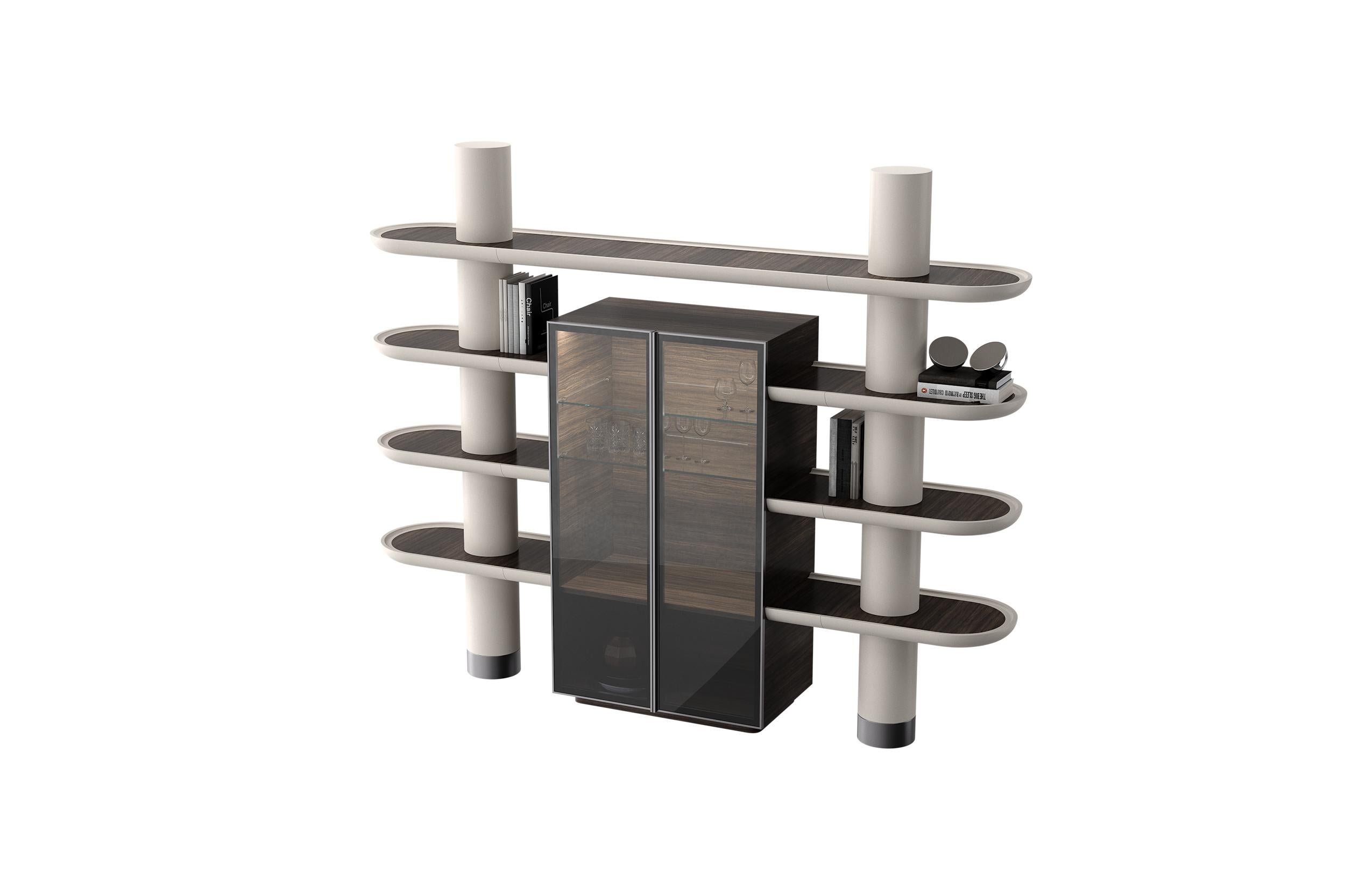 Italian Unique, Smoked Mina Int 2 Modular Bookcase Library Wall Units by Ultramobili For Sale