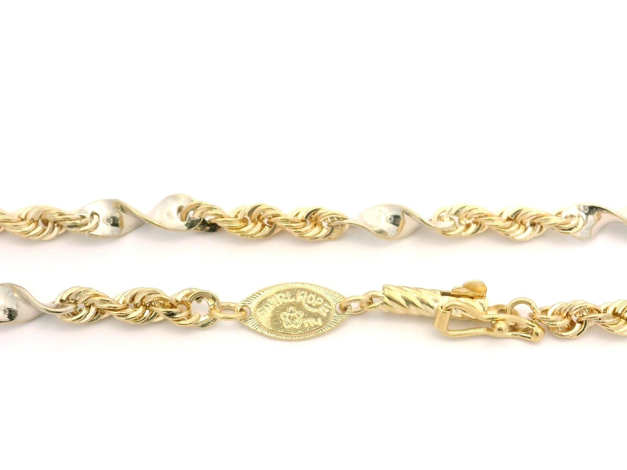Collier unique en or jaune et blanc 14k avec chaîne à maillons en forme de tourbillon de 16