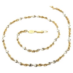 Collier unique en or jaune et blanc 14k avec chaîne à maillons en forme de tourbillon de 16".