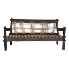 Unique solid oak and rope sofa, The Netherlands 1960's