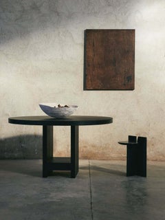 Solid Oak Sister Table with Geometric Base by Obstacles