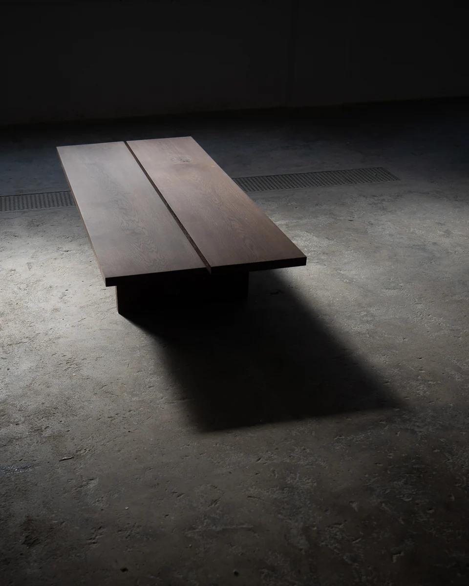 Unique, Solid Oak Tanizaki Table by Obstacles 
Dimensions:  W 80 x D 180 x H 35 cm
Materials: Solid oak.

Inspired by the dynamics of Japanese living rooms, the table’s height invites people to sit closer to the ground, allowing them to relate to