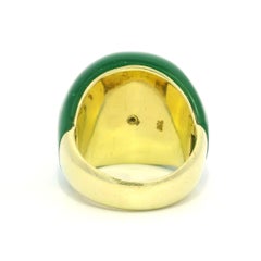 Unique Solid Yellow Gold Ruby Diamond & Green Onyx Big Bold Bombe Ring Size 7.5