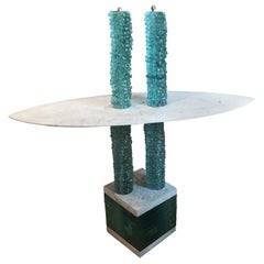 Retro Unique "Solomon" Console Table by Danny Lane in Glass & Marble, 1988