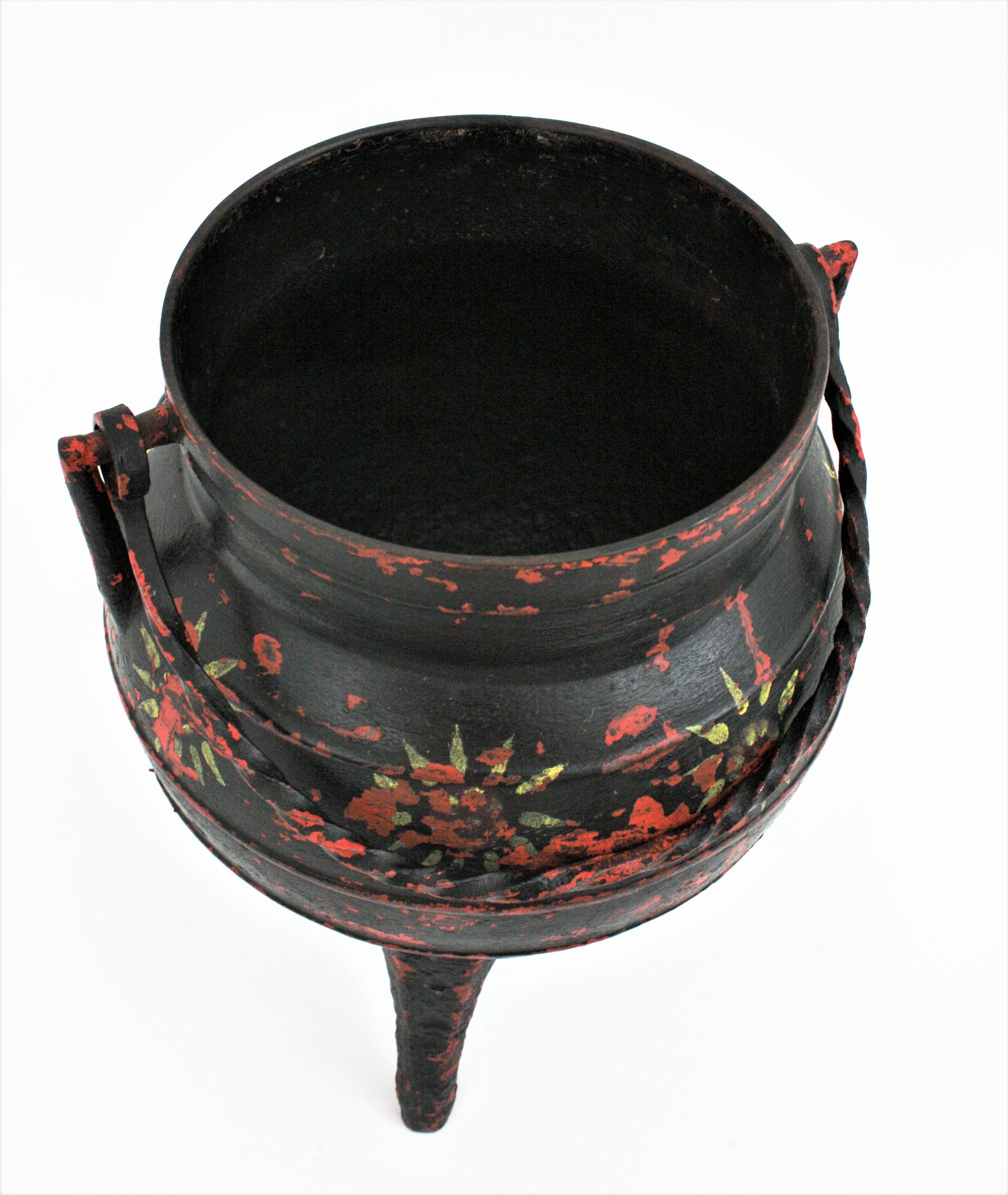 Spanish Folk Hand-Painted Ice Bucket or Wine Champagne Cooler For Sale 3