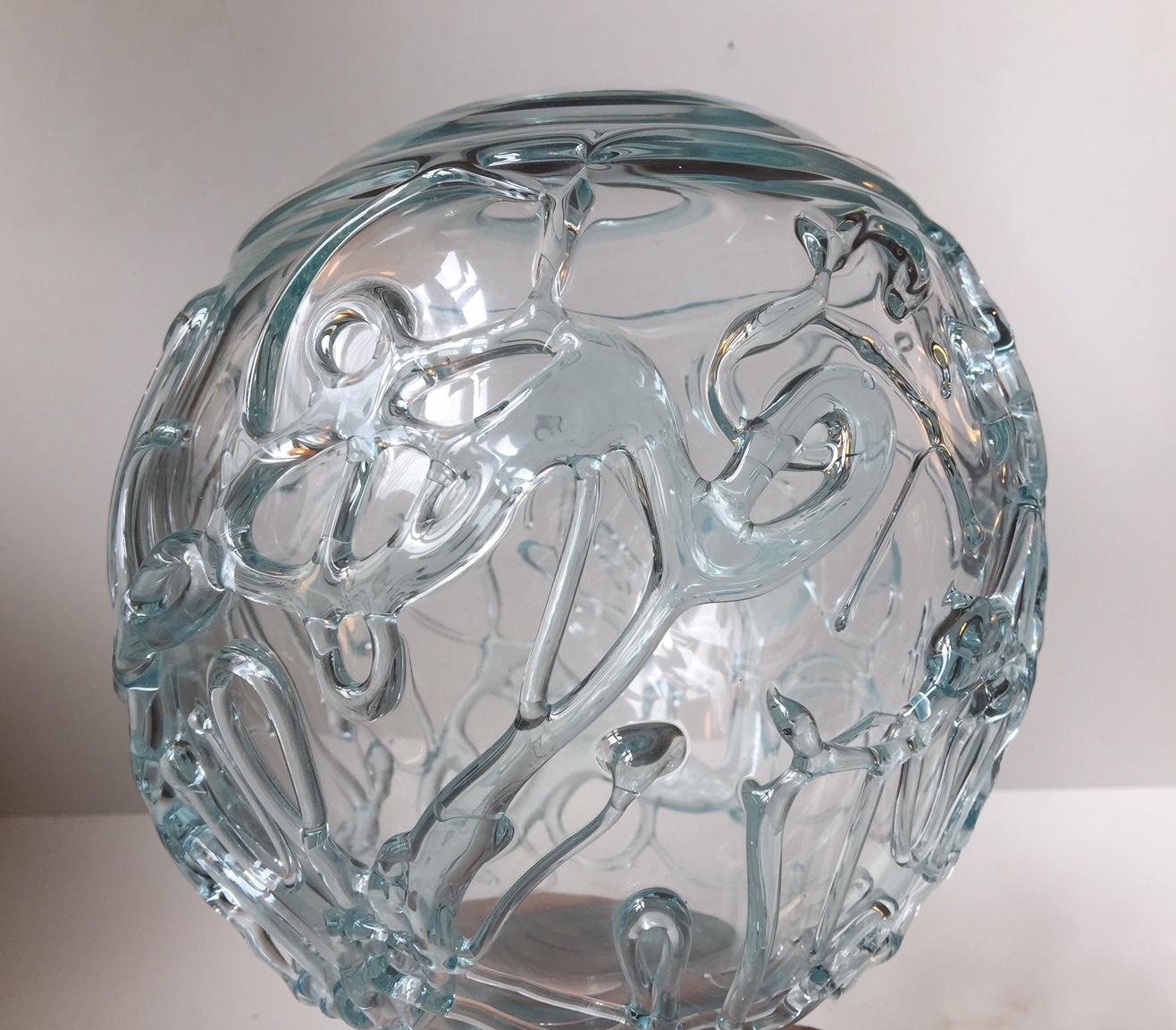 Modern Unique Spherical and Abstract Glass Vase by Michael Bang for Holmegaard, Denmark