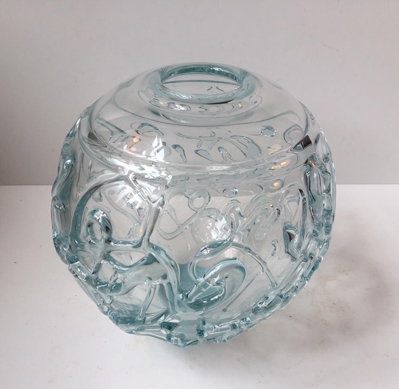 Danish Unique Spherical and Abstract Glass Vase by Michael Bang for Holmegaard, Denmark