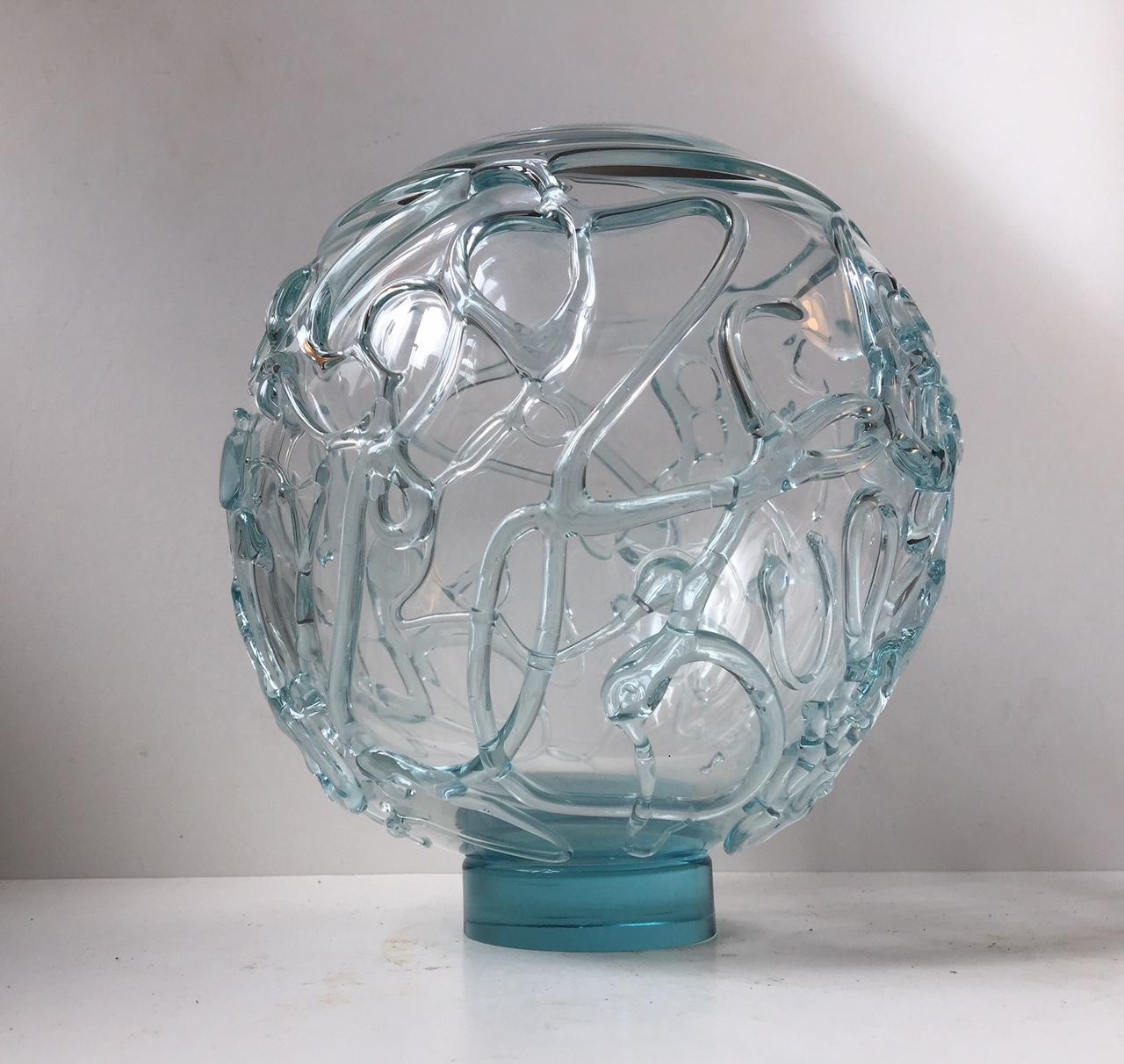 Late 20th Century Unique Spherical and Abstract Glass Vase by Michael Bang for Holmegaard, Denmark