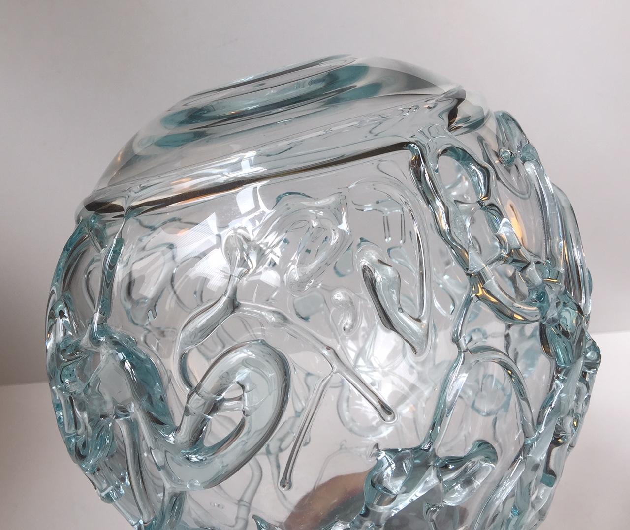 Unique Spherical and Abstract Glass Vase by Michael Bang for Holmegaard, Denmark 1