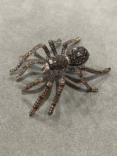 Einzigartige Spinnenbrosche aus 18 Karat Gold mit schwarzem Diamant für sie