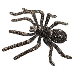 Unique Spider Black Diamond 18K Gold Brooch For Her