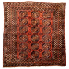 Unique Square Antique Ersari Wool Rug