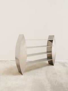 Modern French Stainless Steel Bookshelves