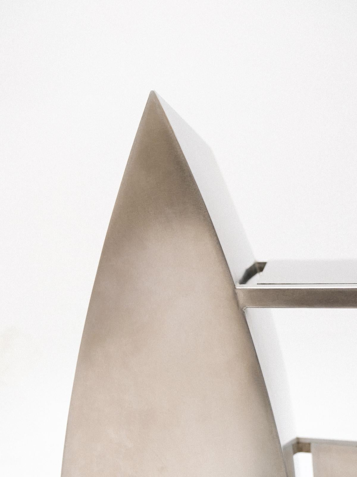 Unique stainless steel bookshelves, Anonymous French production from the 80s For Sale 11