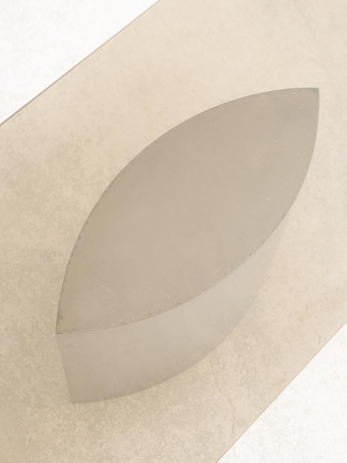 Mid-Century Modern Unique stainless steel coffee table, Anonymous French production from the 80s For Sale