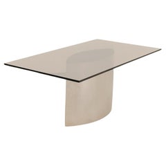 Unique stainless steel coffee table, Anonymous French production from the 80s