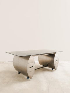 Unique stainless steel desk, Anonymous French production from the 80s