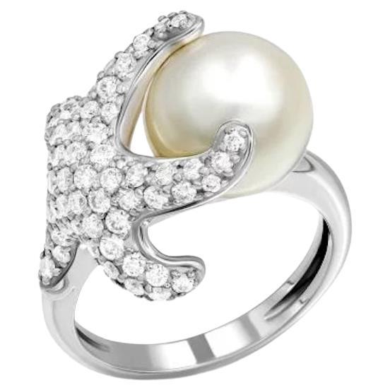 Unique Starfish Diamond Mother of Pearl White 14k Gold Ring  for Her For Sale