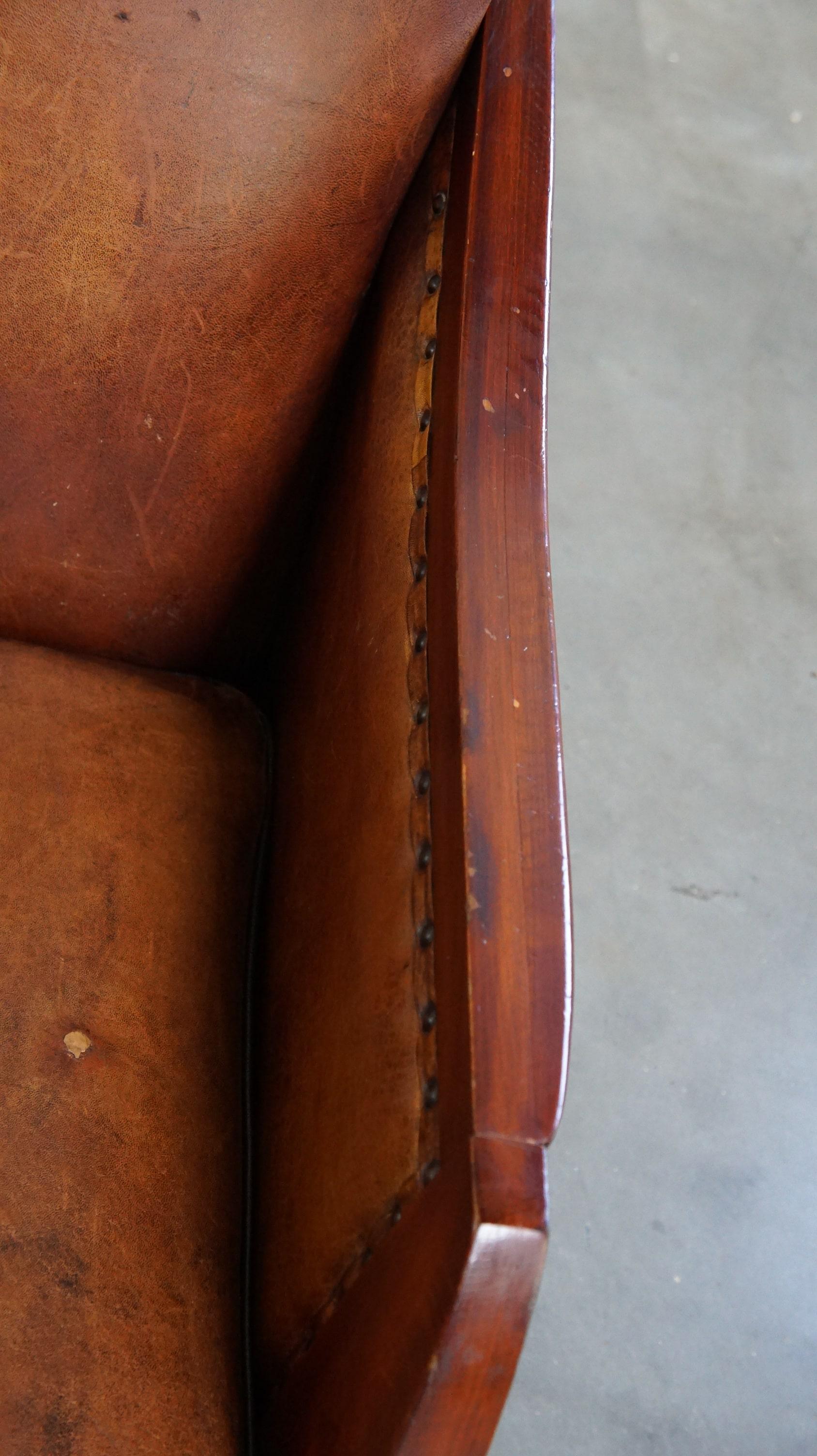 Einzigartiger, stattlicher, bequemer Sessel aus Schafsleder im Art-déco-Design im Angebot 1