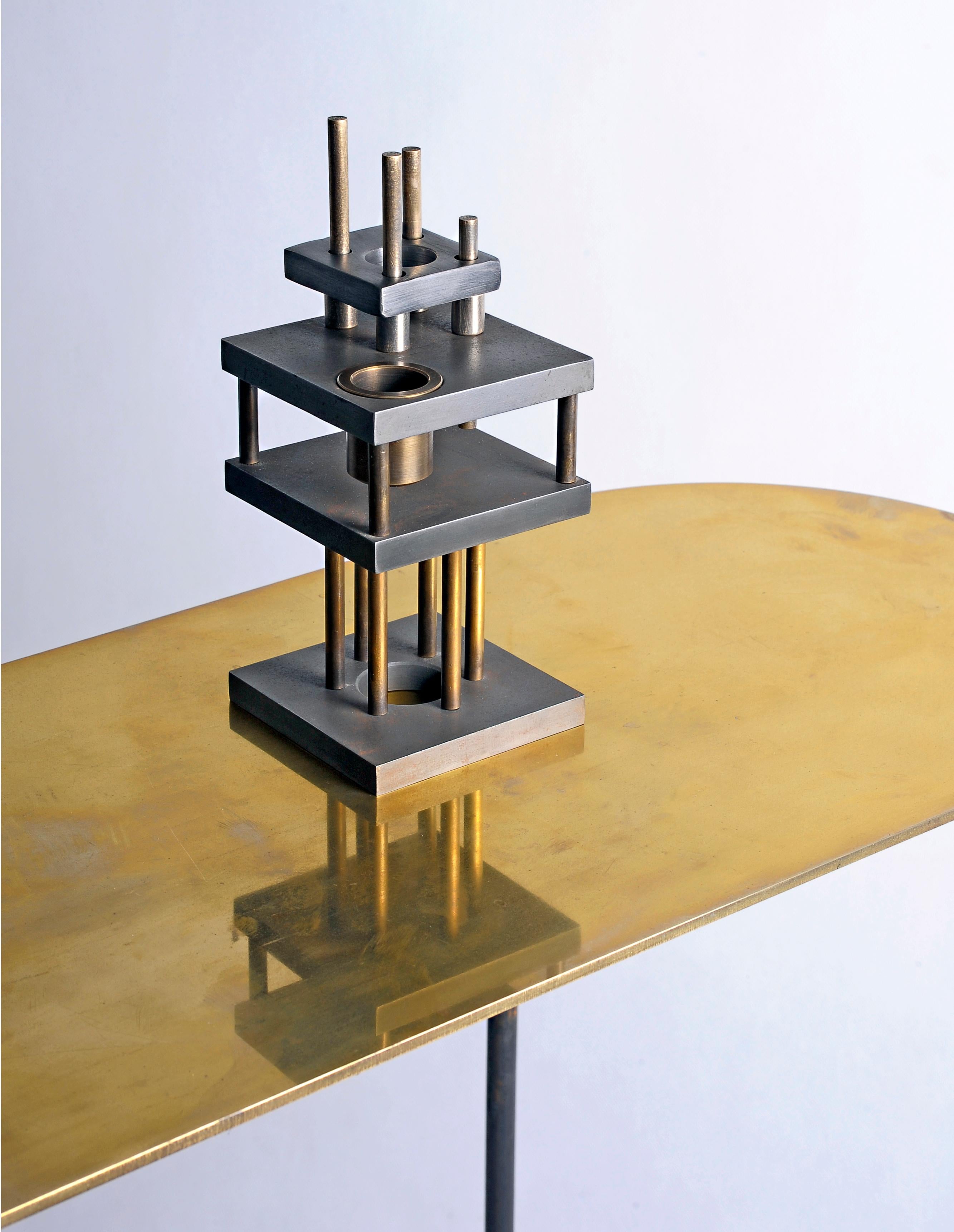 Modern Unique Steel and Brass Candleholder “Brut”, Signed by Lukasz Friedrich For Sale