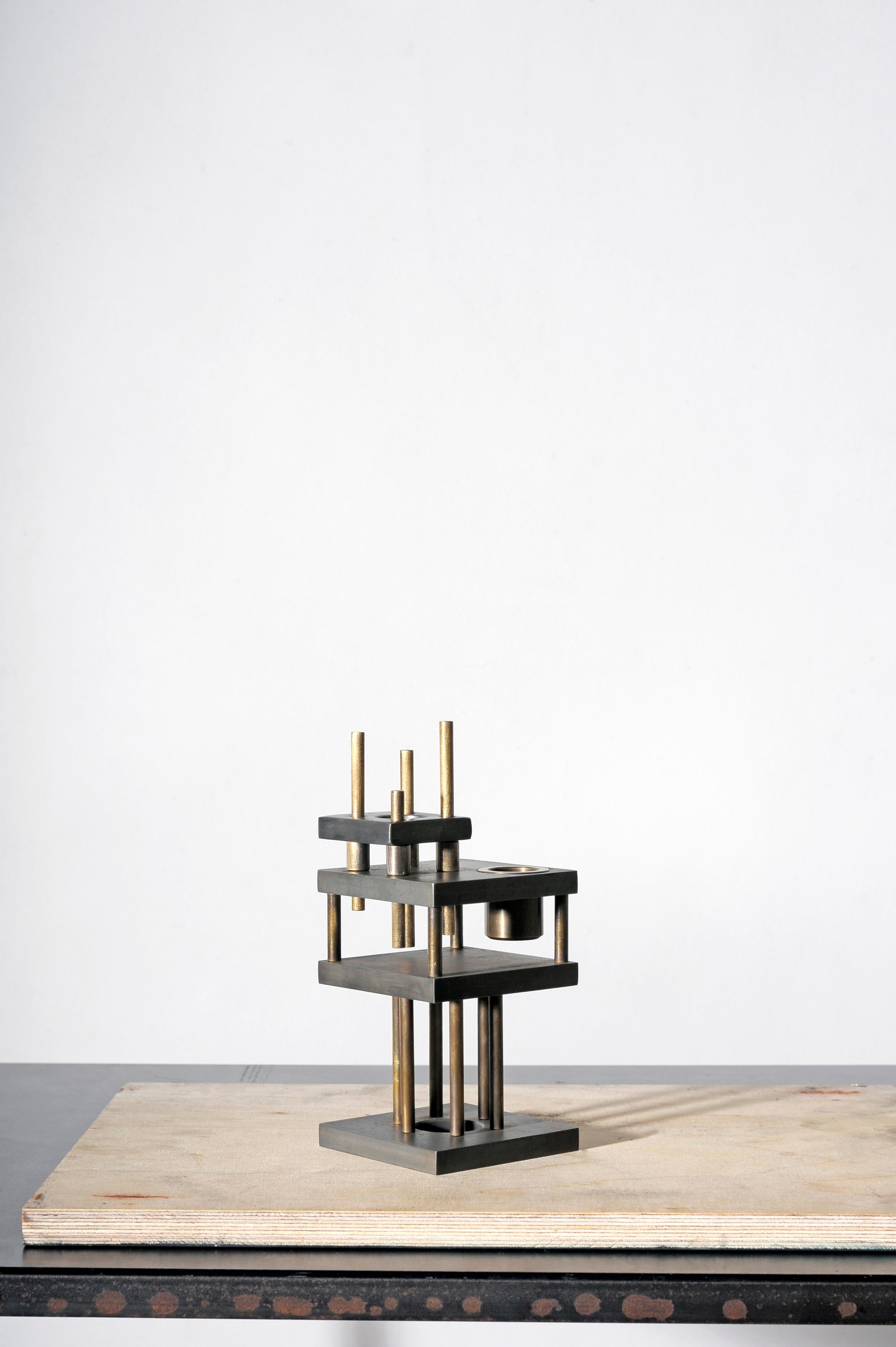 Unique Steel and Brass Candleholder “Brut”, Signed by Lukasz Friedrich In New Condition For Sale In Geneve, CH