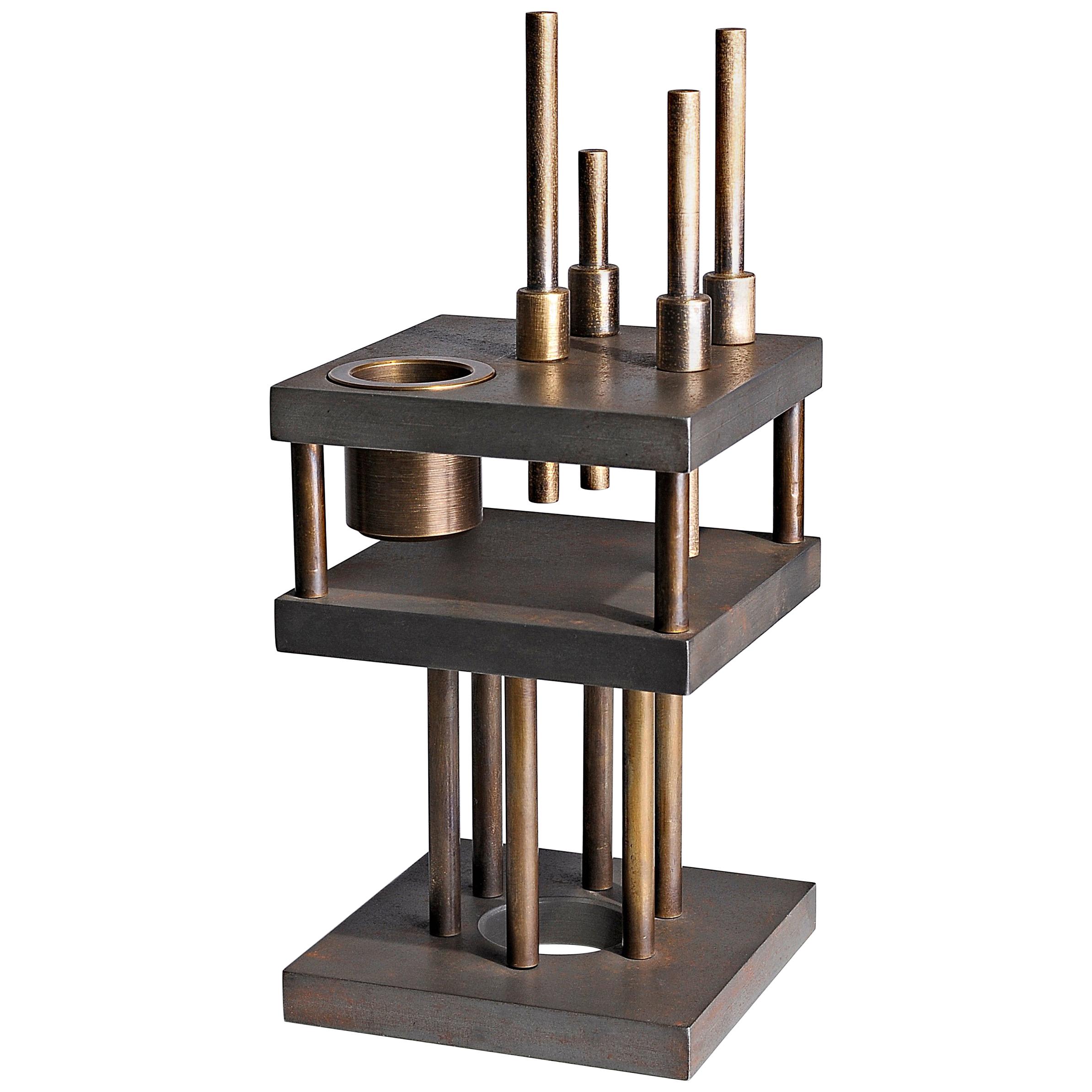 Unique Steel and Brass Candleholder “Brut”, Signed by Lukasz Friedrich