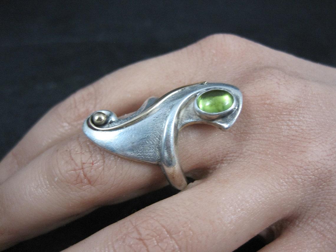 Unique Sterling 14K Peridot Ring Size 8.5 Patty Graves OOAK 4
