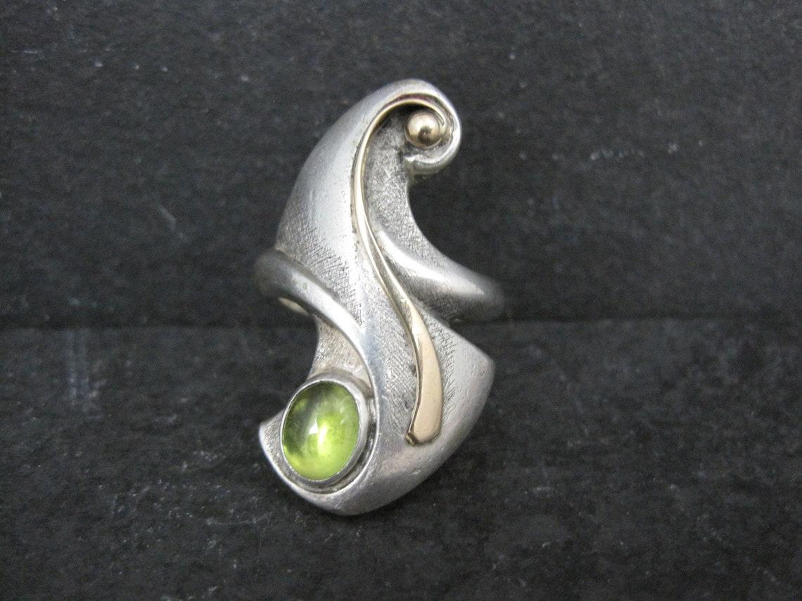 Unique Sterling 14K Peridot Ring Size 8.5 Patty Graves OOAK 7
