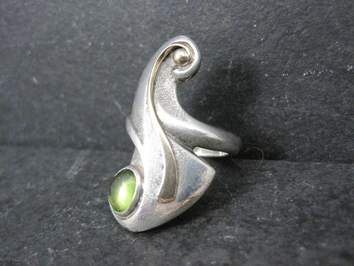Women's Unique Sterling 14K Peridot Ring Size 8.5 Patty Graves OOAK