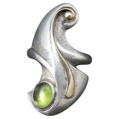 Vintage Unique Sterling 14K Peridot Ring Size 8.5 Patty Graves OOAK