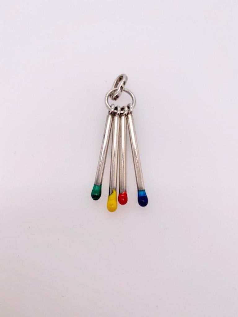 Women's or Men's Unique Sterling and Enamel Matches Charm