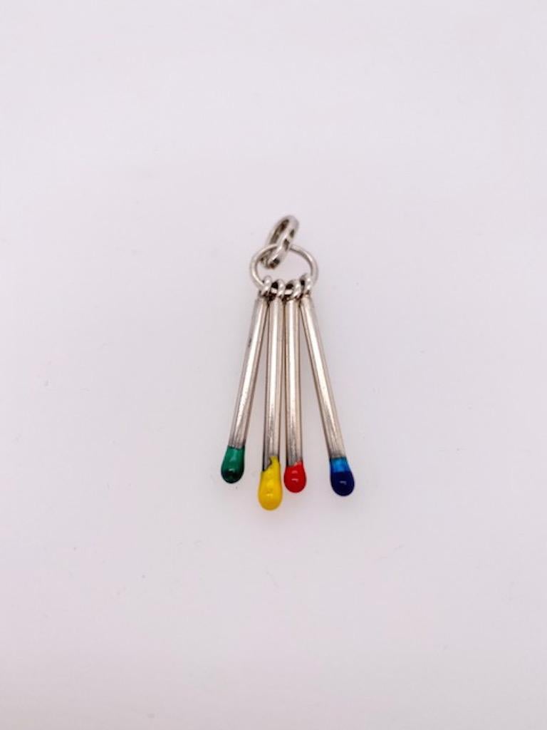 Unique Sterling and Enamel Matches Charm 1