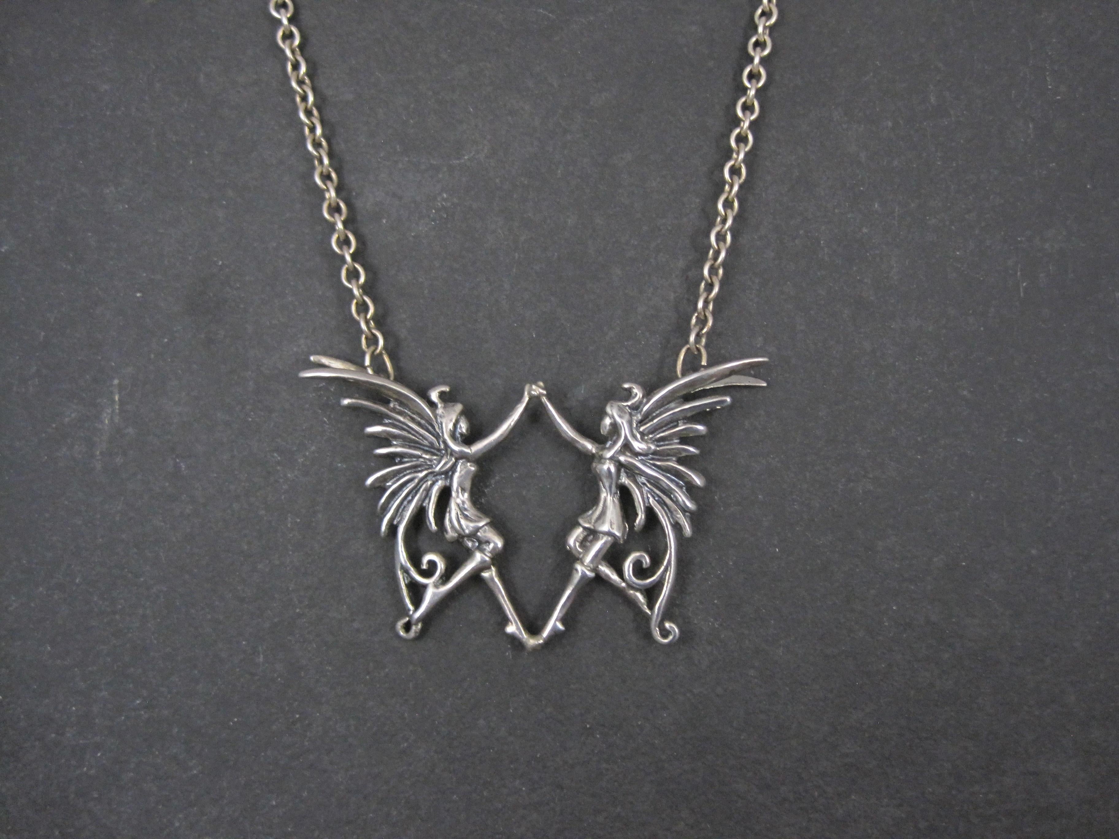 Artisan Unique Sterling Silver Dancing Fairy Necklace For Sale