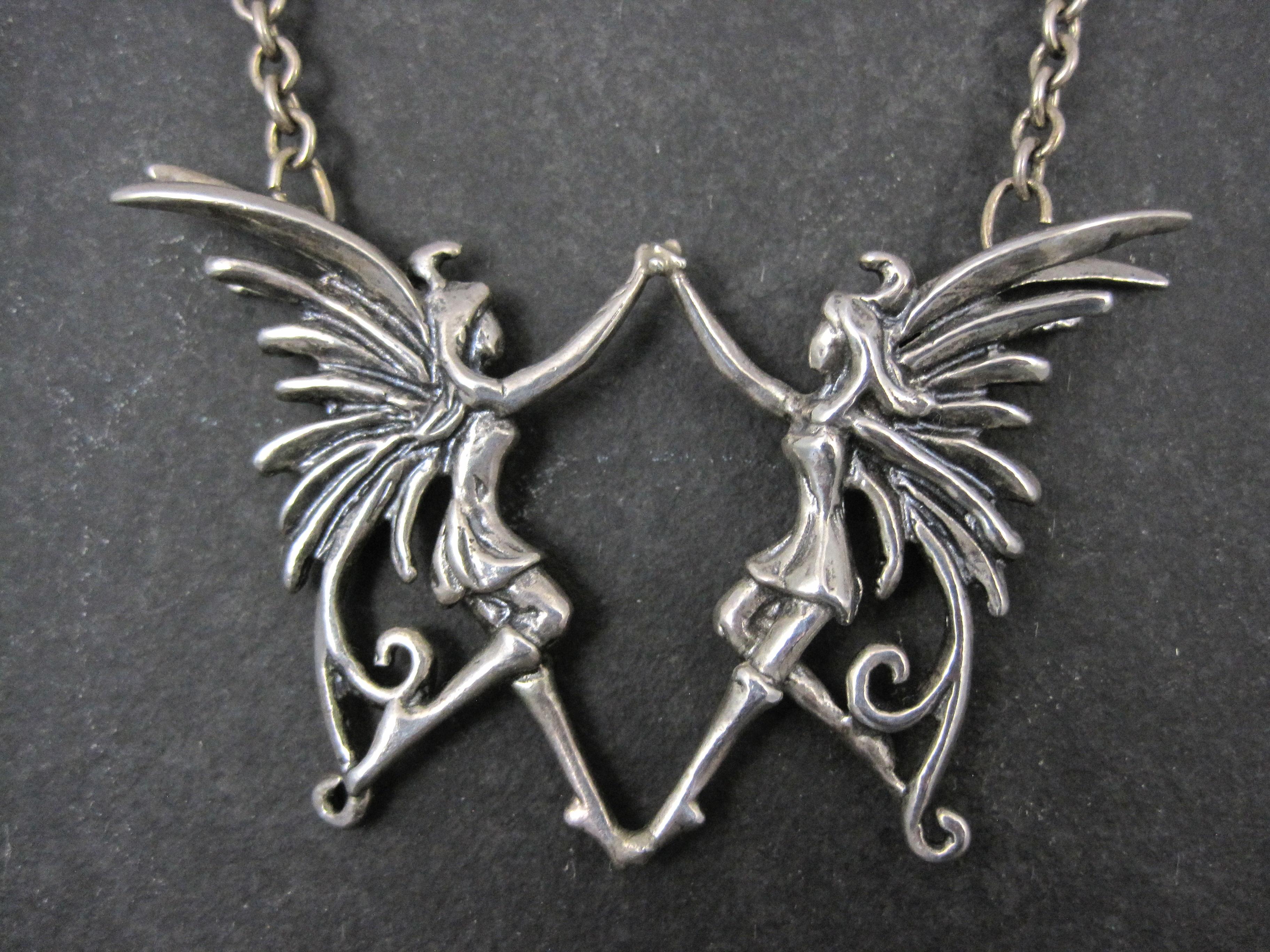 Unique Sterling Silver Dancing Fairy Necklace In Excellent Condition For Sale In Webster, SD