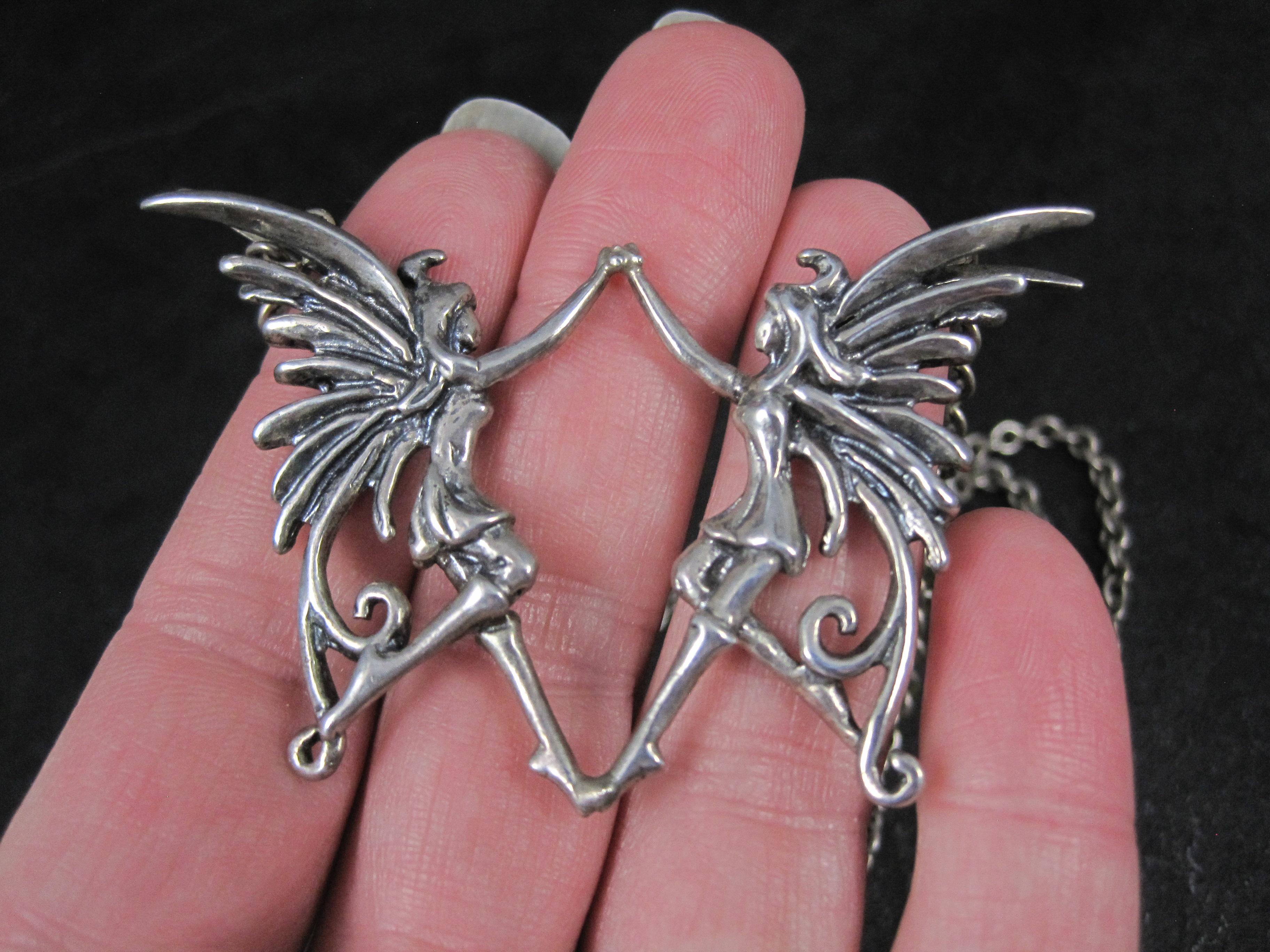 Unique Sterling Silver Dancing Fairy Necklace For Sale 1