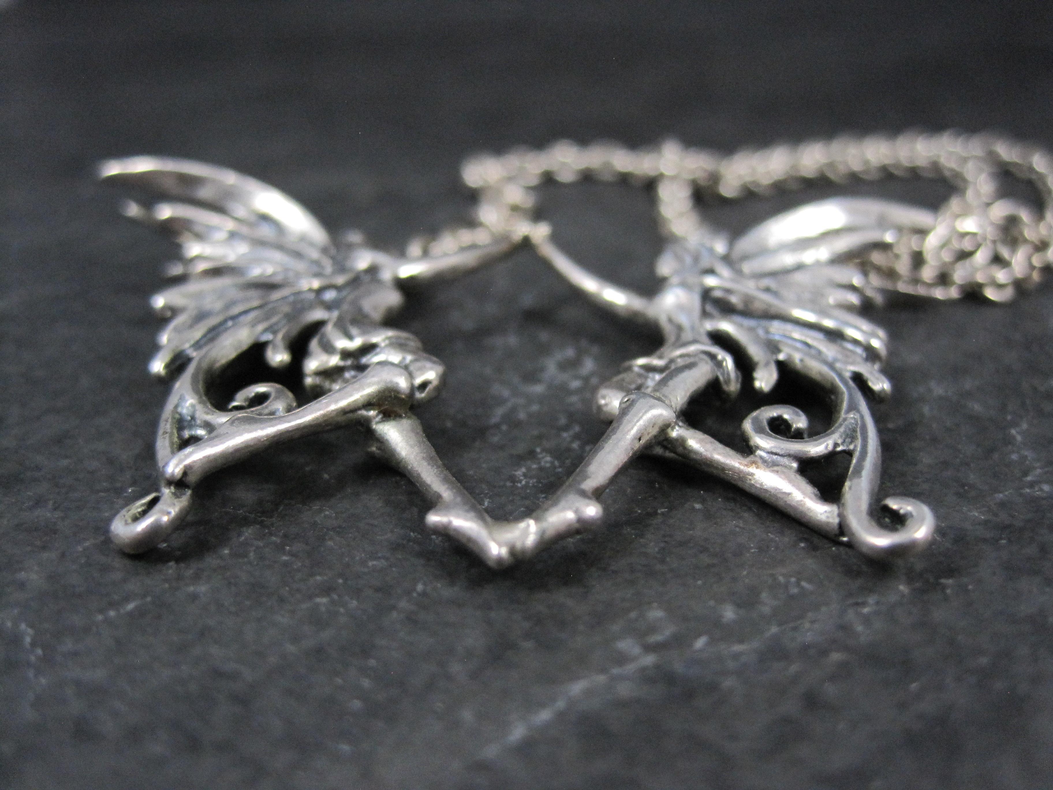 Unique Sterling Silver Dancing Fairy Necklace For Sale 3