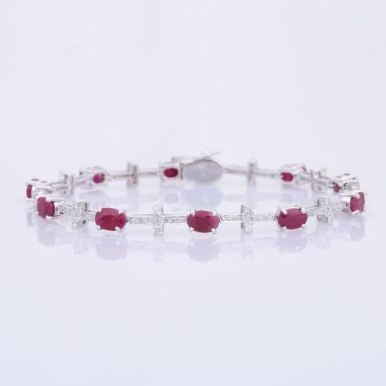 Beautifully handcrafted Natural Ruby and Diamond Tennis Bracelets, designed with love, including handpicked luxury gemstones for each designer piece. Grab the spotlight with this exquisitely crafted piece. Inlaid with natural ruby gemstones, this