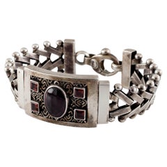 Bracelet unique en argent sterling et tourmaline avec maillons créatifs, taille 7,25