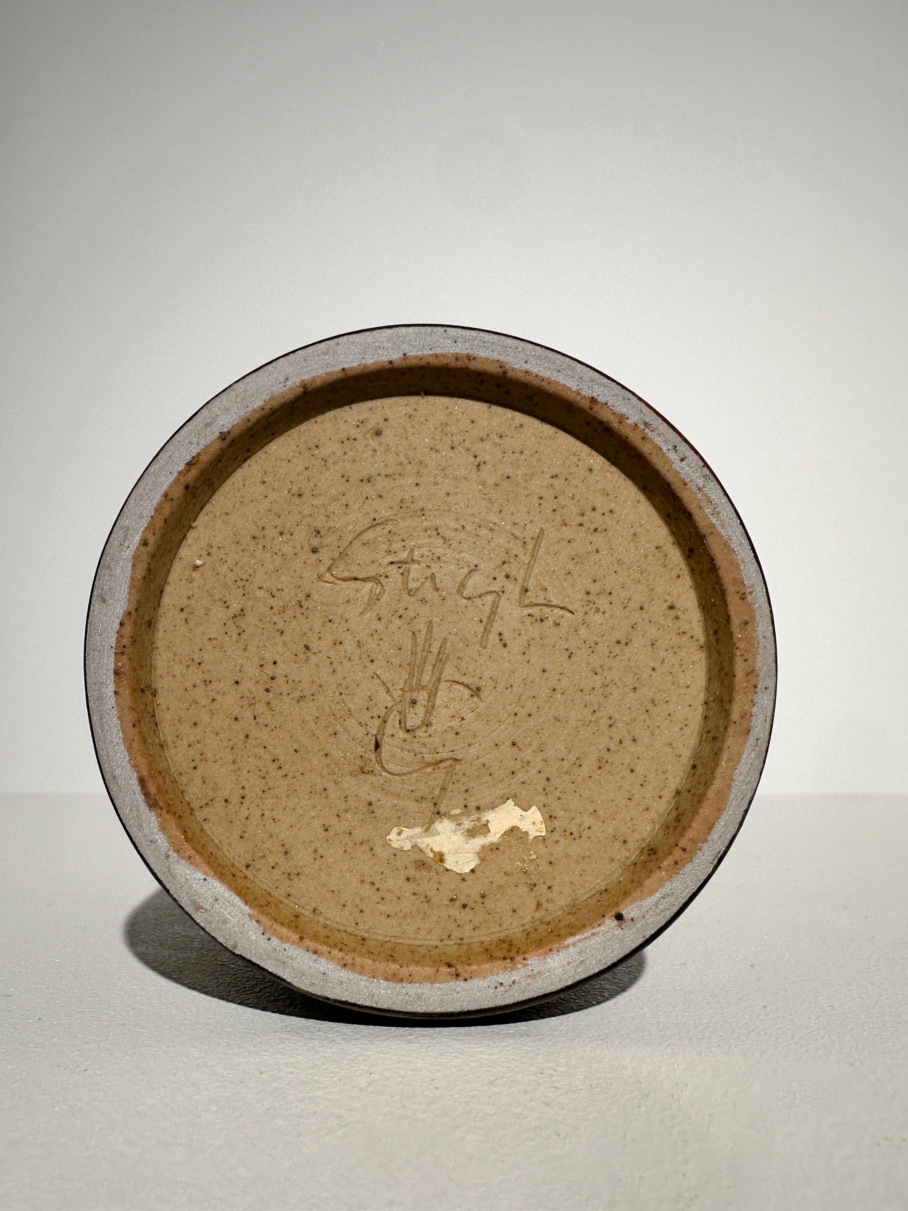 Unique Stig Lindberg Vase Gustavsberg Stoneware Checker Pattern Glaze 1960s For Sale 4