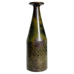 Unique Stig Lindberg Vase Gustavsberg Stoneware Checker Pattern Glaze 1960s