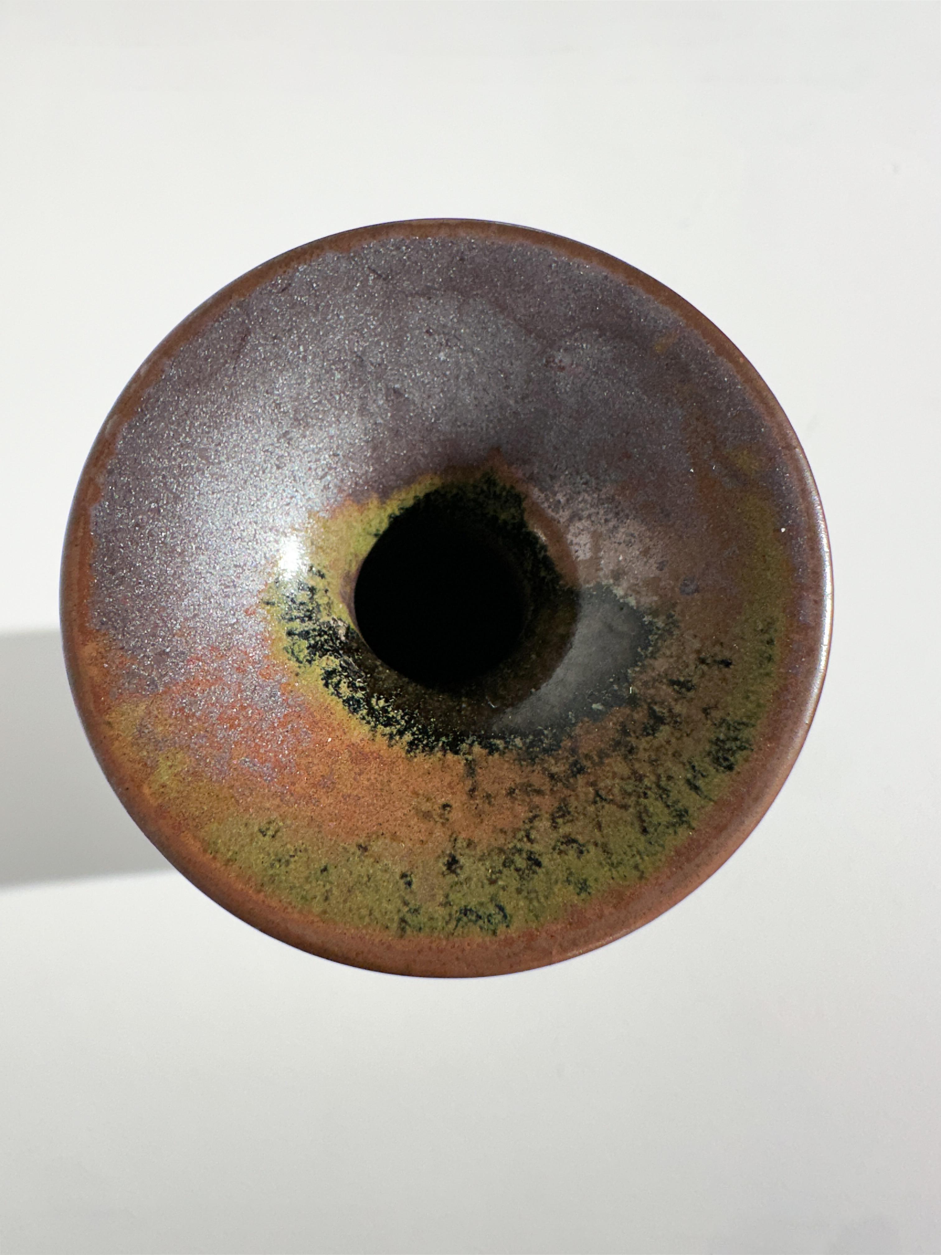 Unique Stig Lindberg Vase Gustavsberg Stoneware Checker Pattern Glaze 1960s For Sale 2