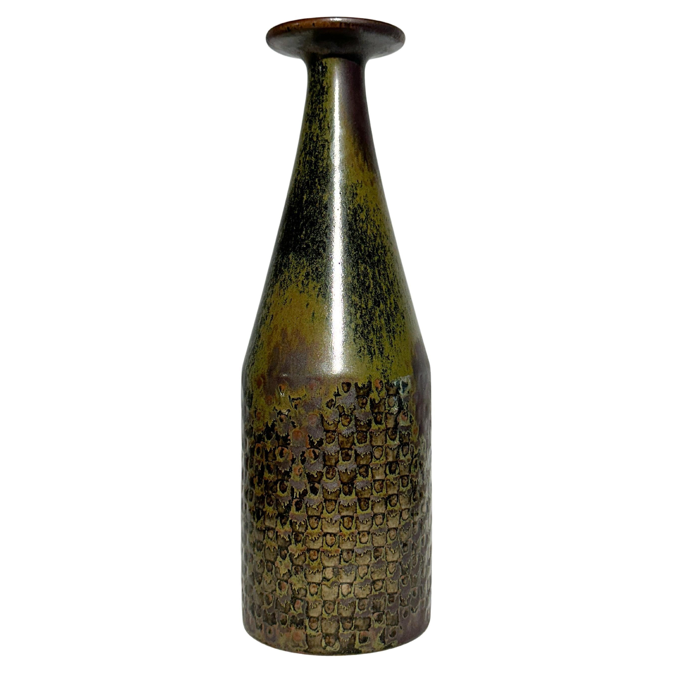 Vaso unico Stig Lindberg Gustavsberg in gres a scacchiera smaltato 1960s