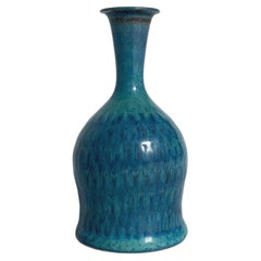 Vase unique Stig Lindberg Gustavsberg Suède émaillé bleu 1963