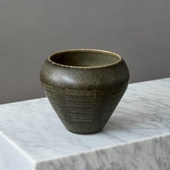 Ciotola unica in gres di Carl-Harry Stalhane, Rorstrand, Svezia, anni '60