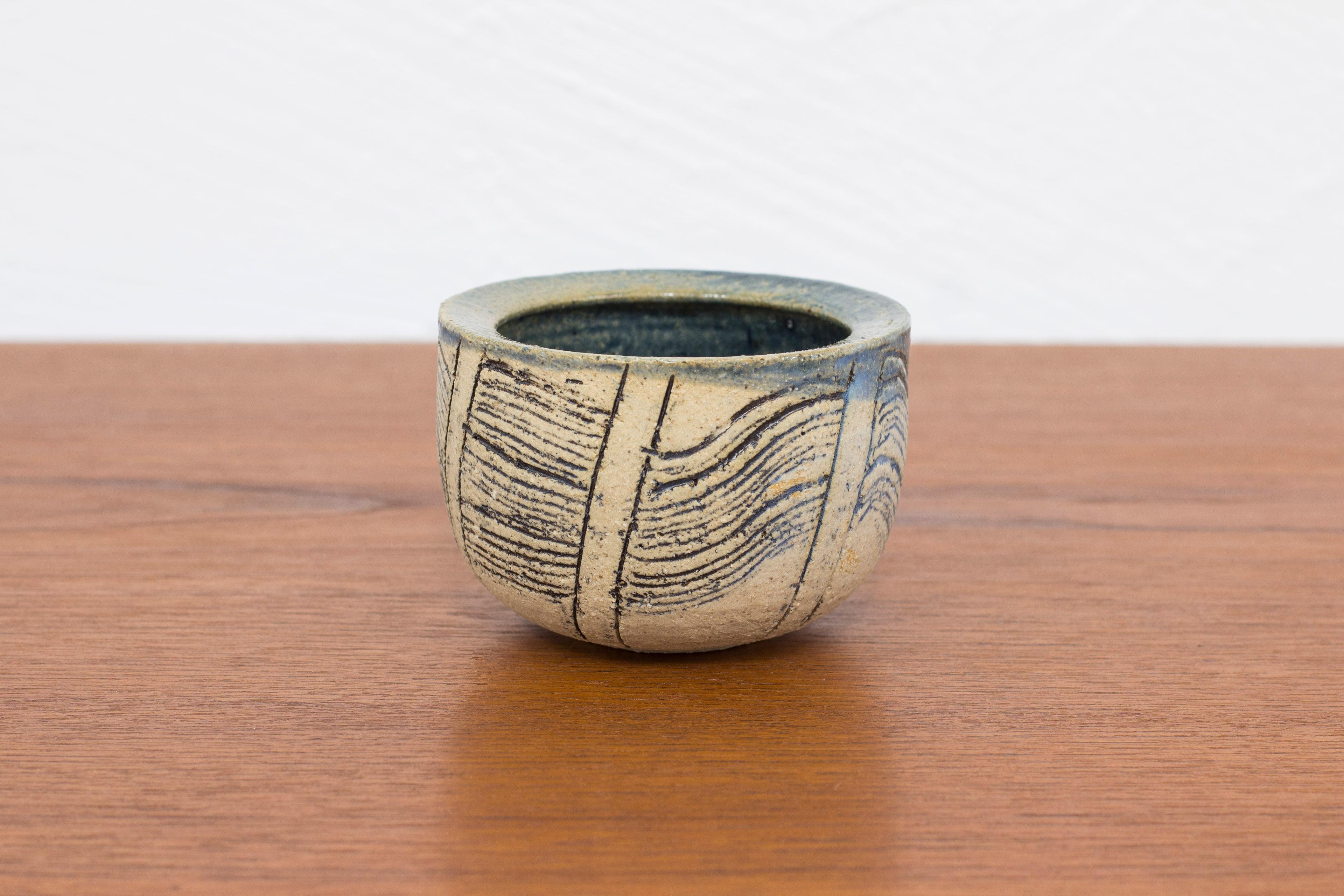 Late 20th Century Unique Stoneware Bowl by Lisa Larson, Own Studio, Sweden, 1989 For Sale