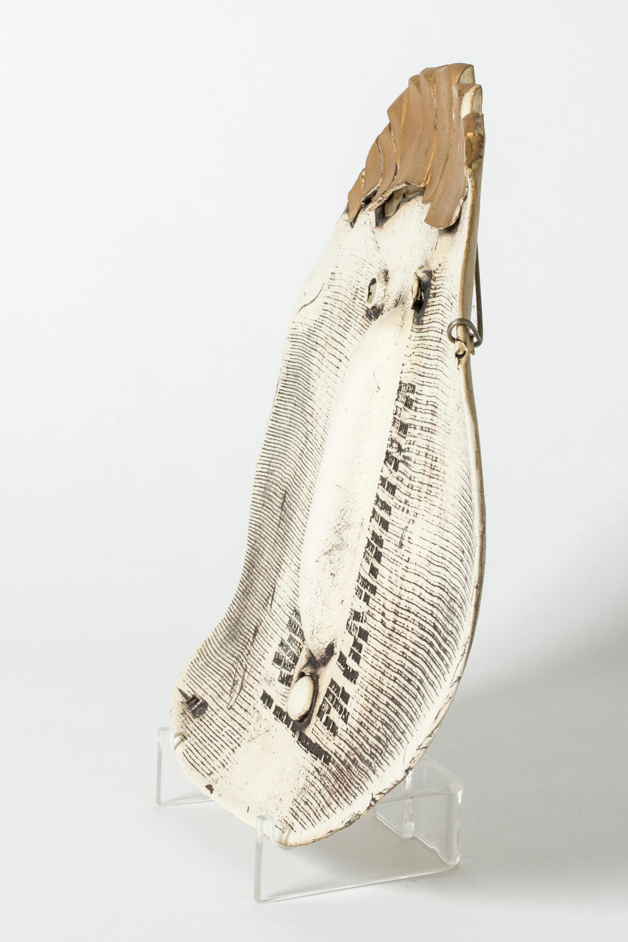 Scandinavian Modern Unique Stoneware Mask by Bengt Berglund, Gustavsberg, Sweden, 1960s For Sale