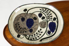 Bandeja de gres única de Birger Kaipiainen para Arabia, Finlandia, años 60