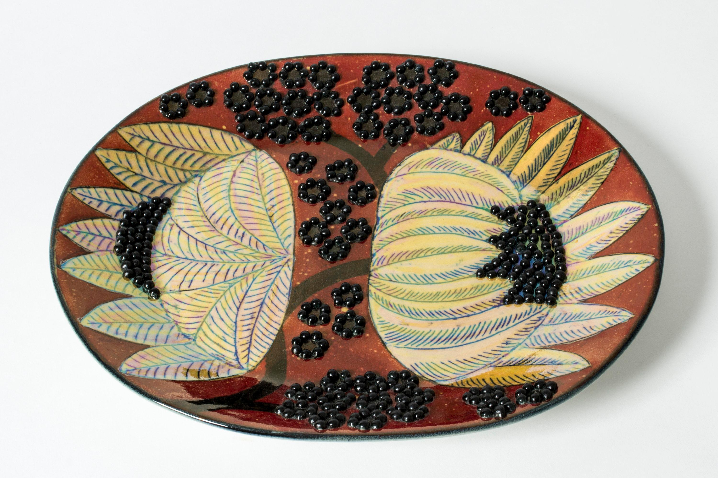 Finnish Unique Stoneware Platter by Birger Kaipiainen for Arabia, Finland, 1960s